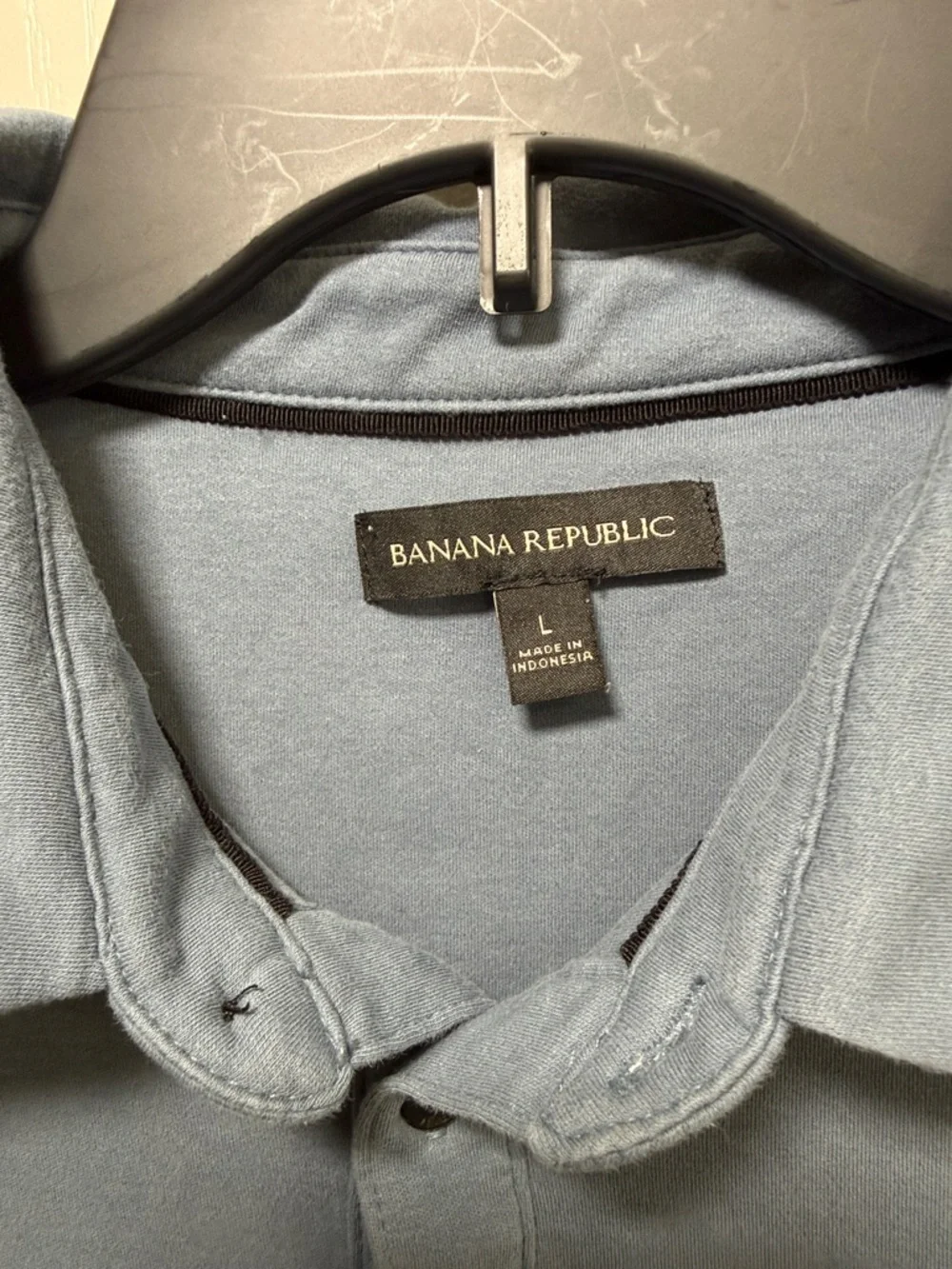 Banana Republic Polo Shirt Blue Cotton Short Sleeve Classic Mens Large